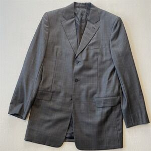 Mens‎ 42L X-Long Gray Glenn Check Dormeuil Amadeus Wool Suit Jacket Sport Coat
